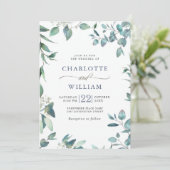 Elegant Waterverf Eucalyptus Greenery Wedding Kaart (Staand voorkant)