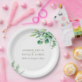 Elegant Waterverf Eucalyptus Greenery Wedding Papieren Bordje (Feest)