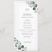 Elegant Waterverf Eucalyptus Greenery Wedding Programmakaart (Voorkant / Achterkant)