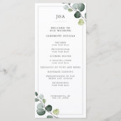 Elegant Waterverf Eucalyptus Greenery Wedding Programmakaart (Voorkant)