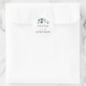 Elegant Waterverf Eucalyptus Greenery Wedding Ronde Sticker (Tas)