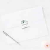 Elegant Waterverf Eucalyptus Greenery Wedding Ronde Sticker (Envelop)