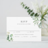 Elegant Waterverf Eucalyptus Greenery Wedding RSVP Kaartje (Staand voorkant)