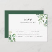 Elegant Waterverf Eucalyptus Greenery Wedding RSVP Kaartje (Voorkant / Achterkant)