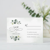 Elegant Waterverf Eucalyptus Greenery Wedding RSVP Kaartje (Staand voorkant)