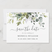 Elegant Waterverf Eucalyptus Greenery Wedding Sav Save The Date (Voorkant)