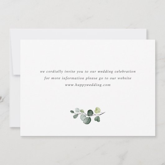 Elegant Waterverf Eucalyptus Greenery Wedding Sav Save The Date (Achterkant)