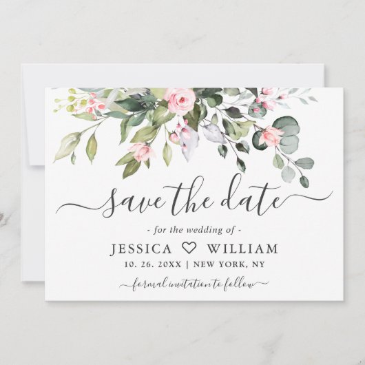Elegant Waterverf Eucalyptus Greenery Wedding Sav Save The Date (Voorkant)