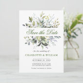 Elegant Waterverf Eucalyptus Greenery Wedding Save The Date (Staand voorkant)