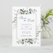 Elegant Waterverf Eucalyptus Greenery Wedding Save The Date (Staand voorkant)