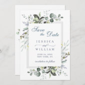 Elegant Waterverf Eucalyptus Greenery Wedding Save The Date (Voorkant / Achterkant)