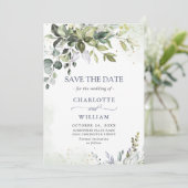 Elegant Waterverf Eucalyptus Greenery Wedding Save The Date (Staand voorkant)