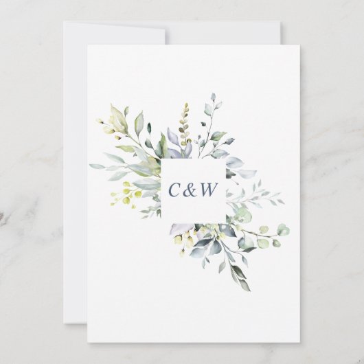 Elegant Waterverf Eucalyptus Greenery Wedding Save The Date (Achterkant)