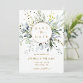 Elegant Waterverf Eucalyptus Greenery Wedding Save The Date (Staand voorkant)