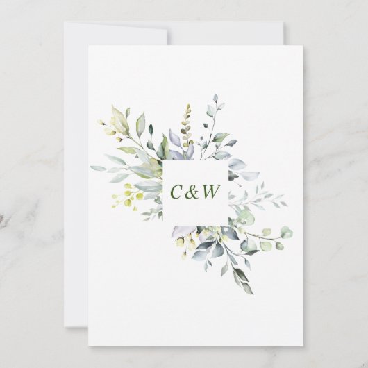 Elegant Waterverf Eucalyptus Greenery Wedding Save The Date (Achterkant)