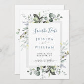 Elegant Waterverf Eucalyptus Greenery Wedding Save The Date (Voorkant / Achterkant)