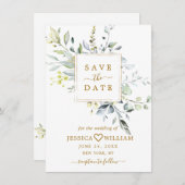 Elegant Waterverf Eucalyptus Greenery Wedding Save The Date (Voorkant / Achterkant)
