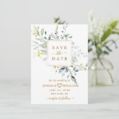 Elegant Waterverf Eucalyptus Greenery Wedding Save The Date (Staand voorkant)