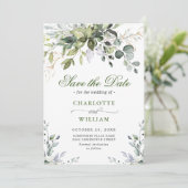Elegant Waterverf Eucalyptus Greenery Wedding Save The Date (Staand voorkant)