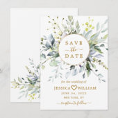 Elegant Waterverf Eucalyptus Greenery Wedding Save The Date (Voorkant / Achterkant)