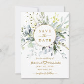 Elegant Waterverf Eucalyptus Greenery Wedding Save The Date (Voorkant)
