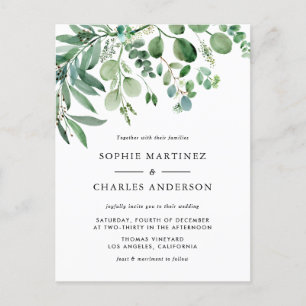 Elegant Waterverf Eucalyptus Greenery Wedding Uitnodiging Briefkaart