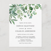 Elegant Waterverf Eucalyptus Greenery Wedding Uitnodiging Briefkaart (Voorkant)
