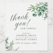 Elegant Waterverf Eucalyptus Greenery Wedding Wijn Etiket (Enkel label)