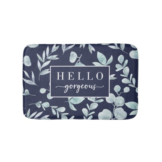 Elegant Waterverf Eucalyptus Hallo Praktisch Badmat (Voorkant)