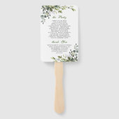 Elegant Waterverf Eucalyptus Huwelijksprogramma Handwaaier (Achterkant)