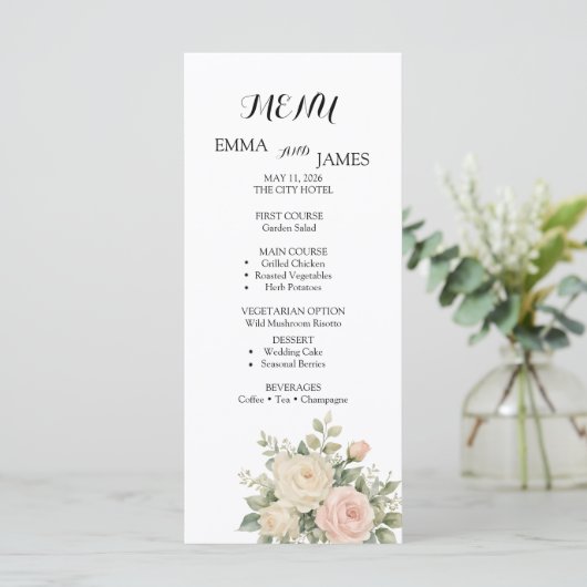 Elegant Waterverf Eucalyptus Huwelijksprogramma Menu (Staand voorkant)