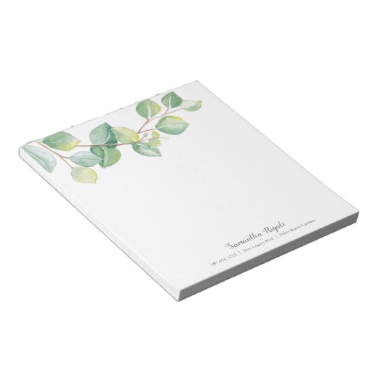 Elegant Waterverf Eucalyptus Leaves Notitieblok (Schuin)