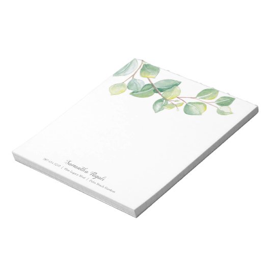 Elegant Waterverf Eucalyptus Leaves Notitieblok (Linkerzijde)