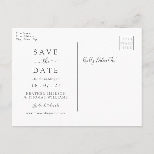 Elegant Waterverf Eucalyptus met sparen de datum Aankondigingskaart (Achterkant)