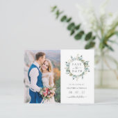 Elegant Waterverf Eucalyptus met sparen de datum Aankondigingskaart (Staand voorkant)