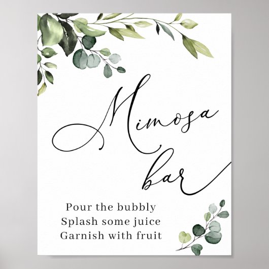 Elegant Waterverf Eucalyptus Mimosa Bar Boho Bord Poster (Voorkant)