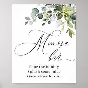 Elegant Waterverf Eucalyptus Mimosa Bar Bord Poster