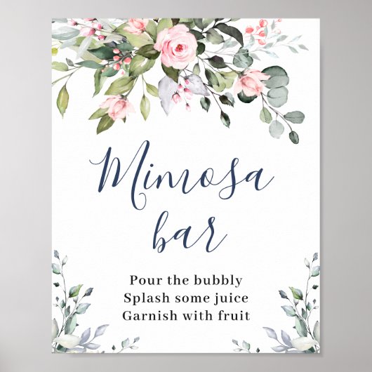 Elegant Waterverf Eucalyptus Mimosa Bar Poster (Voorkant)