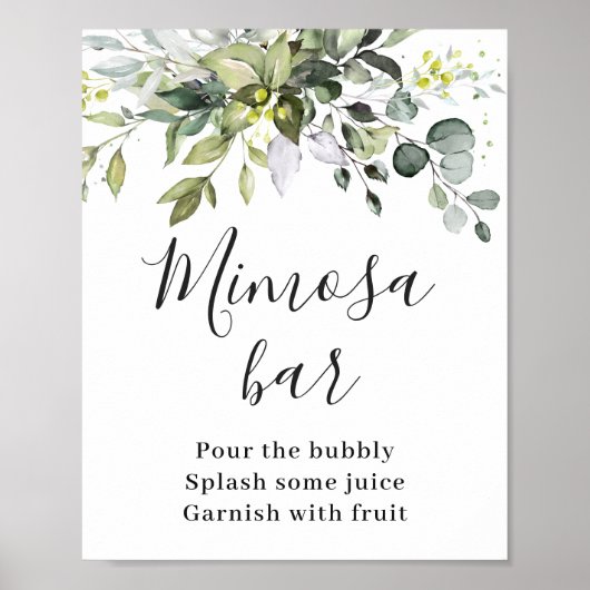 Elegant Waterverf Eucalyptus Mimosa Bar Poster (Voorkant)
