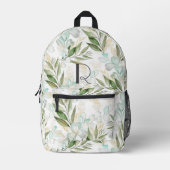 Elegant Waterverf Eucalyptus Monogram Bedrukte Rugzak (Voorkant)