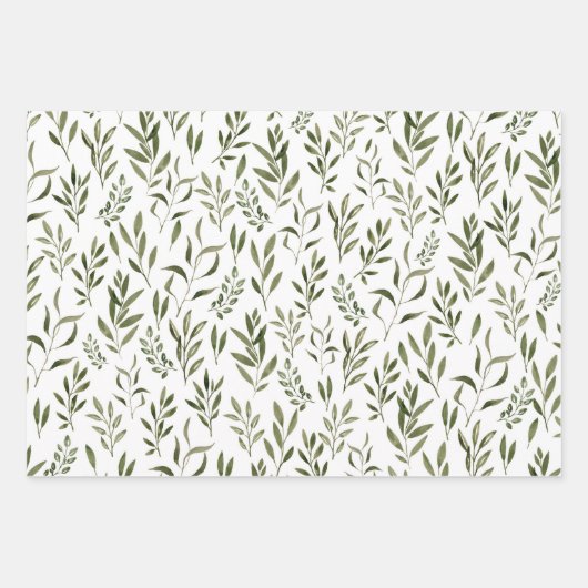 Elegant Waterverf Eucalyptus Patroon  Inpakpapier Vel (Voorkant 2)