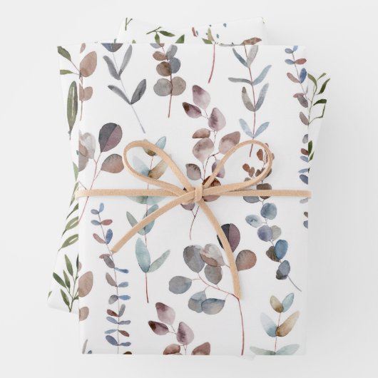 Elegant Waterverf Eucalyptus Patroon Inpakpapier Vel (In situ)