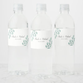 Elegant Waterverf Eucalyptus Persoonlijk huwelijk Waterfles Etiket