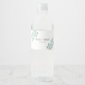 Elegant Waterverf Eucalyptus Persoonlijk huwelijk Waterfles Etiket (Voorkant)