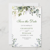 Elegant Waterverf Eucalyptus PHOTO Weddenschap Save The Date (Achterkant)