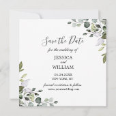 Elegant Waterverf Eucalyptus PHOTO Weddenschap Save The Date (Achterkant)
