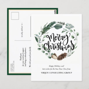 Elegant Waterverf Eucalyptus Pine Cone Corporate Briefkaart