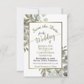 Elegant Waterverf Eucalyptus & Pine Wedding Save The Date (Voorkant)