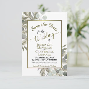 Elegant Waterverf Eucalyptus & Pine Wedding Save The Date