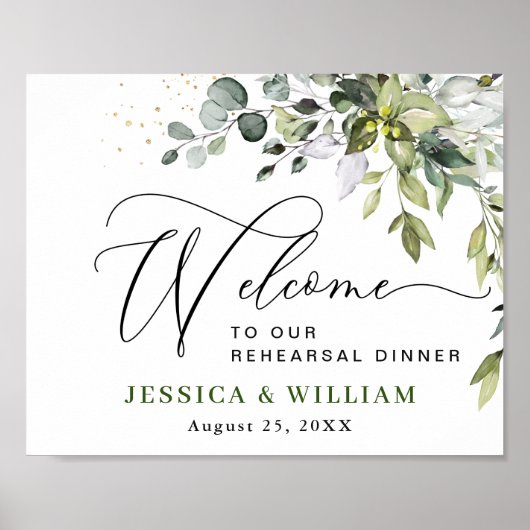 Elegant Waterverf Eucalyptus REHEARSAL DINNER Poster (Voorkant)